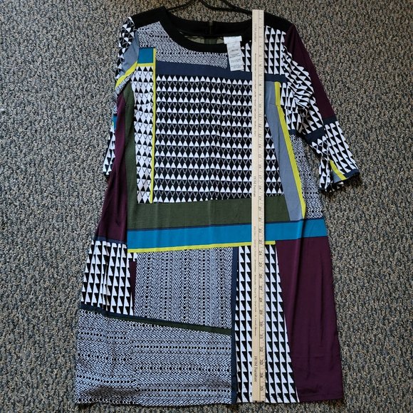 J Taylor Womens Dress Multicolor Geometric Shift Dress 3/4 Sleeve Zipper Size 16 - Picture 8 of 10